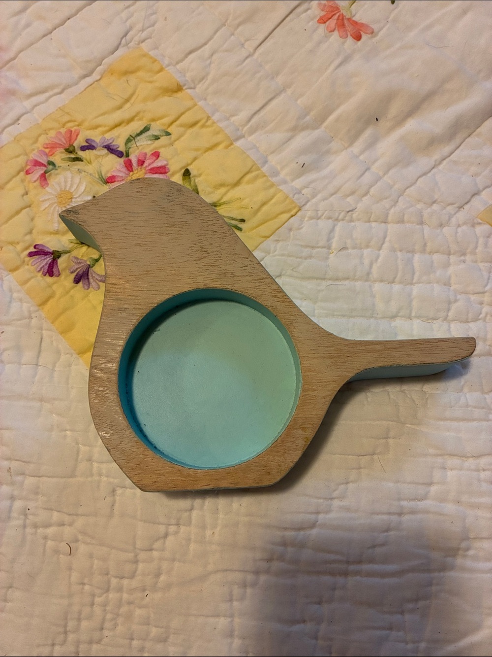 Wooden Bird Trinket Dish with Mint Center